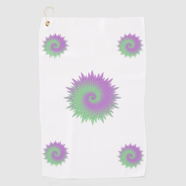 Serviette De Golf Géométrique Violet et Vert (Devant)