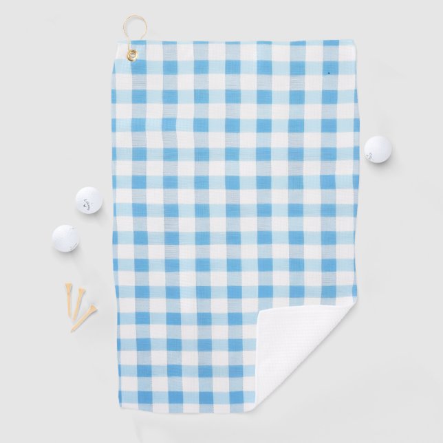 Serviette De Golf Gingham Bleu Bébé (En situation)