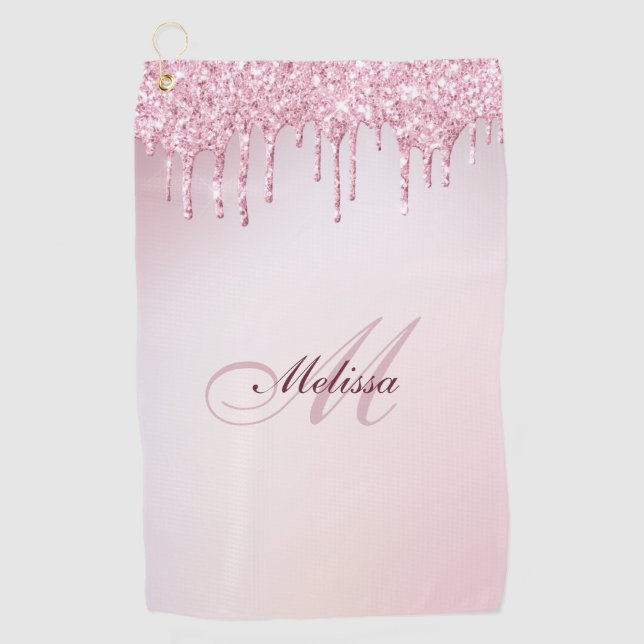 Serviette De Golf glam parties scintillant goutte tendance girly mon (Devant)