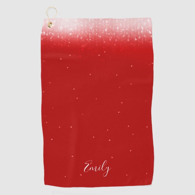 Serviette De Golf Glam Red Personnalisé (Devant)