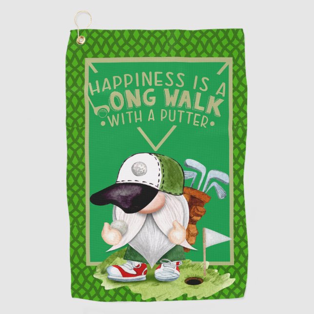 Serviette De Golf Gnome de golf vert (Devant)