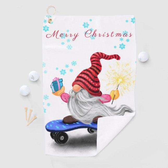 Serviette de golf Gnome de Noël (En situation)