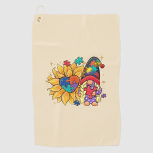 Serviette De Golf Gnome mignonne, tournesol et Sensibilisation sur l