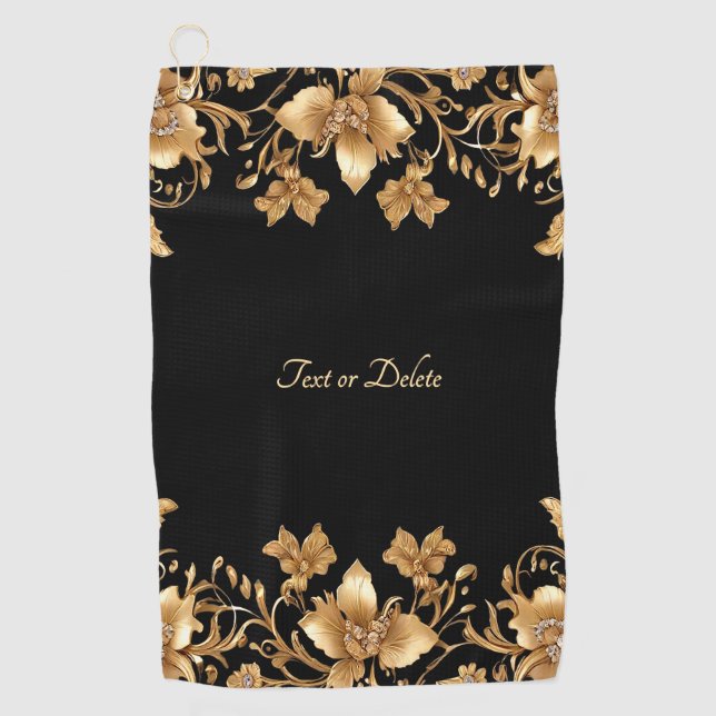 Serviette de golf Gold Floral (Devant)