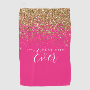 Serviette De Golf Gold Parties scintillant rose Meilleure maman jama