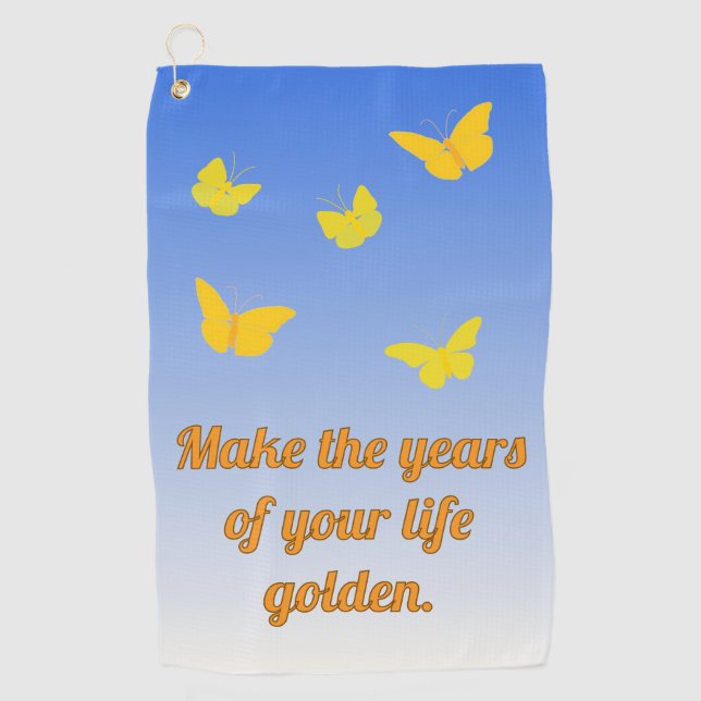 Serviette De Golf Golden Butterflies with text (Devant)