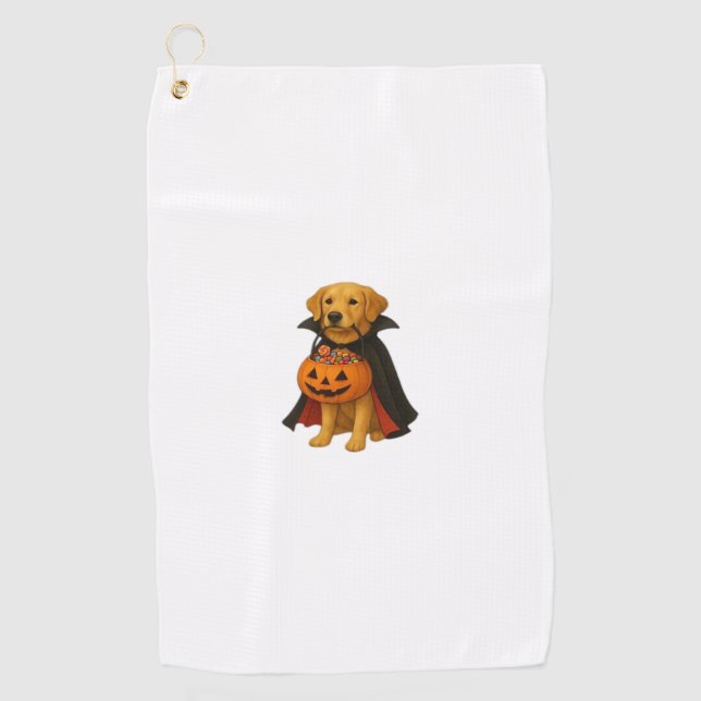 Serviette De Golf Golden Retriever Halloween Chien avec bonbon Citro (Devant)