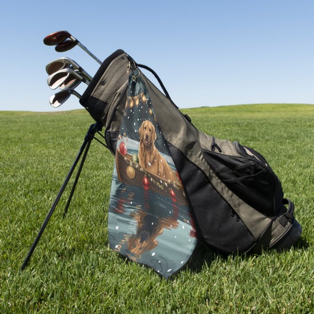 Serviette De Golf Golden Retriever Noël Festive Voyage (Vert)