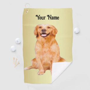 Serviette De Golf Golden Retriever Sitting - Design adorable