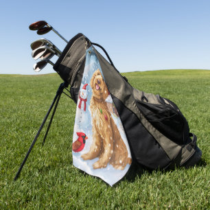 Serviette De Golf Goldendoodle Winter Wonderland Christmas Joy