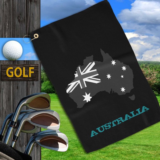 Serviette De Golf Golf Australie & blason australien / drapeau (Créateur téléchargé)