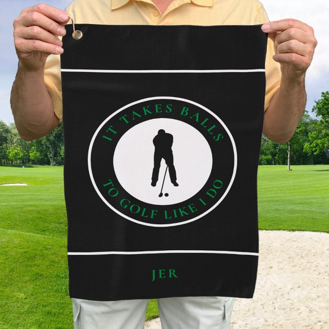 Serviette De Golf Golf Balls Humour Golfer Sports Pun Monogramme Noi (Golf Balls Humor Golfer Sports Pun Monogram Black Golf Towel)