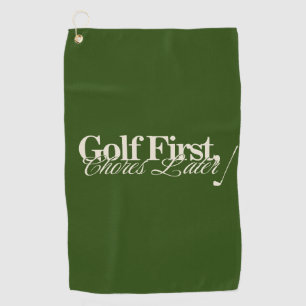 Serviette De Golf 'Golf d'abord, tâches ménagères plus tard' Funny C