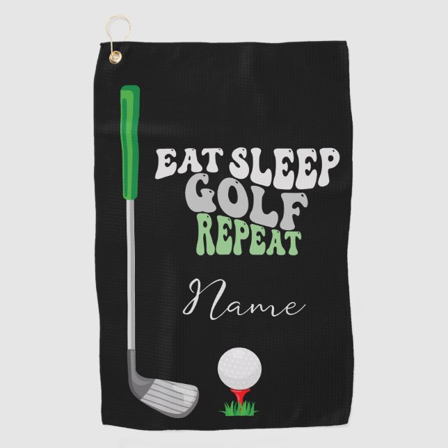 Serviette De Golf Golf Eat Sleep Golf Répéter pour golfeur (Devant)