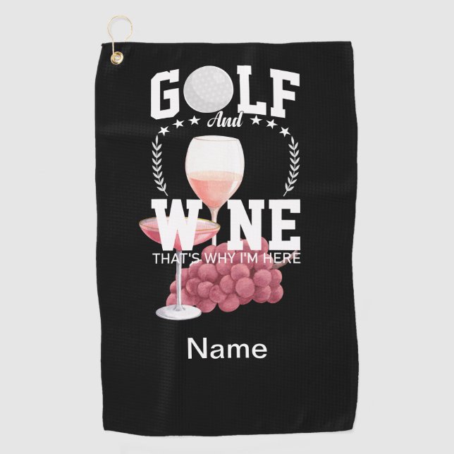 Serviette De Golf Golf et vin pour golfeur (Devant)