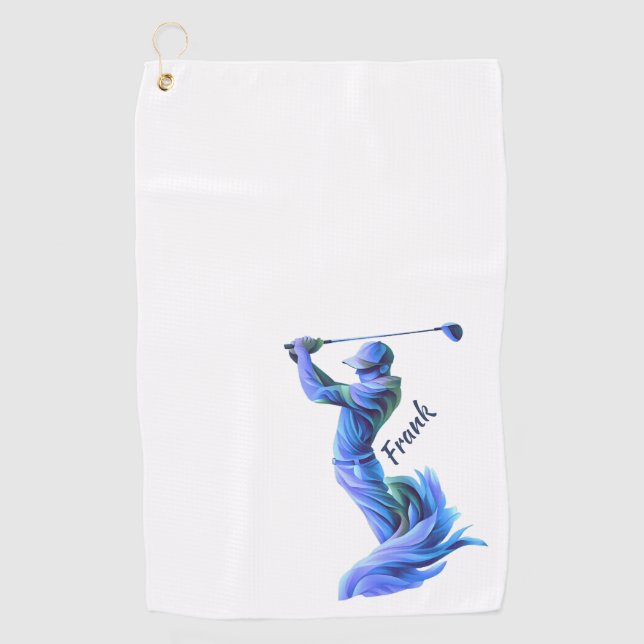 Serviette De Golf Golf, golf, bleu, silhouette (Devant)