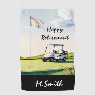 Serviette De Golf Golf Happy Retirement parcours de golf et nom de g