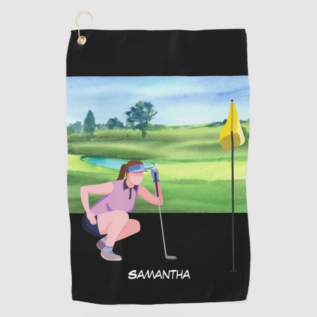 Serviette De Golf Golf Lady femme est golfeur Golf Towel (Devant)
