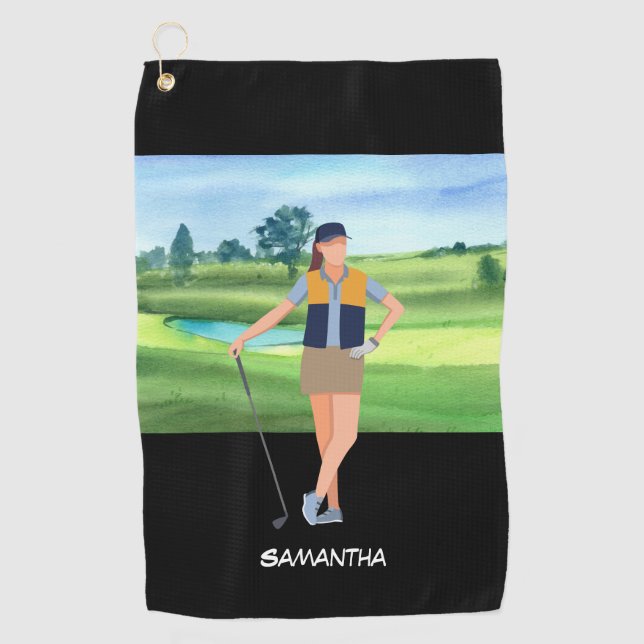 Serviette De Golf Golf Lady femme est golfeuse (Devant)