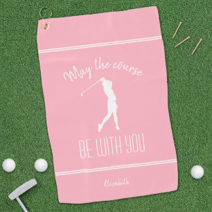 Serviette De Golf Golf Lady Golfer Pro Moderne Monogramme rose