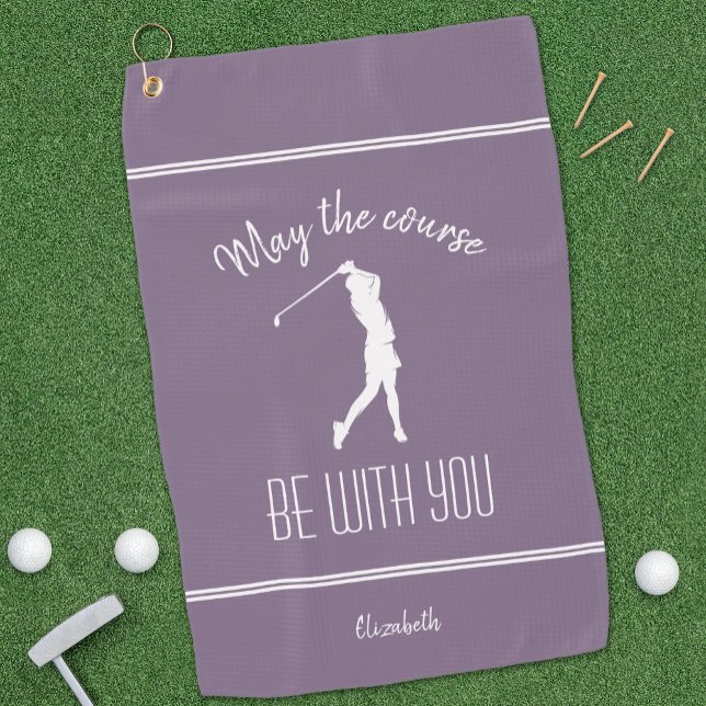 Serviette De Golf Golf Lady Pro Moderne Golfeur Monogramme violet (Créateur téléchargé)