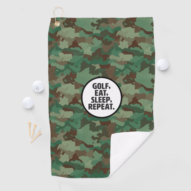 Serviette de golf « Golf, Manger, Dormir, Répéter  (En situation)