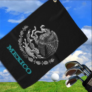 Serviette De Golf Golf Mexique & Aigle mexicain armoiries / drapeau