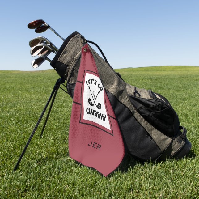 Serviette De Golf Golf Modern Monogram Pro Sports Red Black (Vert)