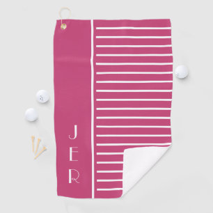 Serviette De Golf Golf Monogrammé   Pink Modern Stripes Sports