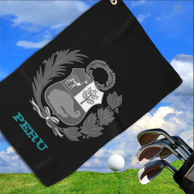 Serviette De Golf Golf Pérou & Armoiries du Pérou / drapeau du Pérou (Créateur téléchargé)