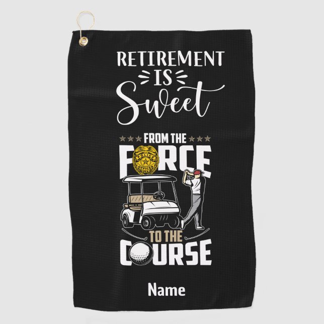 Serviette De Golf Golf Retraité Agent de police Golfer Retraite (Devant)