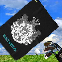 Serviette De Golf Golf Serbie & blason serbe / drapeau