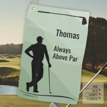 Golf silhouette, homme, nom sur vert