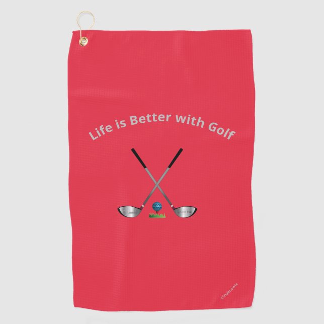 Serviette De Golf Golf Towel Life is Better...Golf Quote Red (Devant)