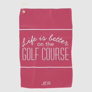 Serviette De Golf Golf Vie Monogramme Moderne Golfer Magenta Rouge