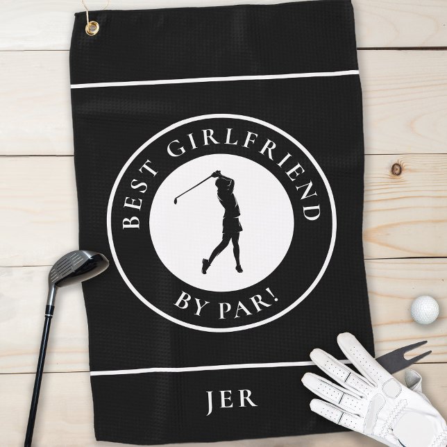 Serviette De Golf Golfer Best Girami Par Par Monogram Sport Noir (Golfer Best Girlfriend By Par Monogram Sport Black Golf Towel Unique Gift for Her)