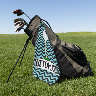 Serviette De Golf Golfer Custom Text & Color Chevron Golf Towne