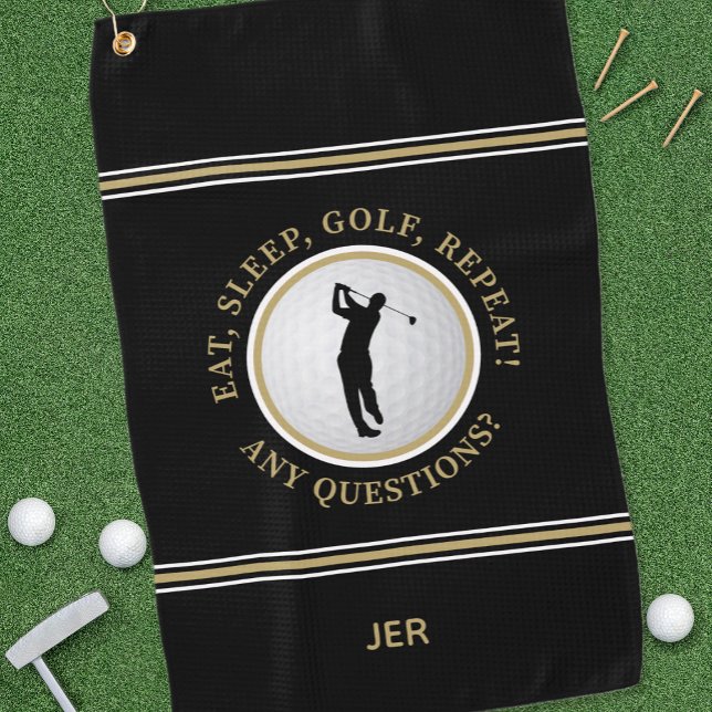 Serviette De Golf Golfer Fun Funky Golf dire Sports Moderne Noir (Golfer Fun Funny Golf Saying Sports Modern Black Golf Towel)