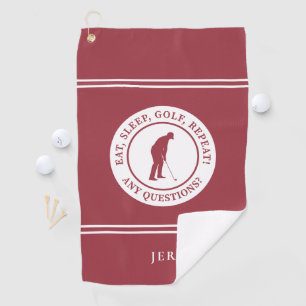 Serviette De Golf Golfer Funny Monogramme moderne pour lui Crimson r