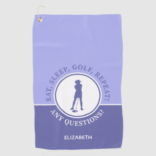 Serviette De Golf Golfer Lady Silhouette Sports Girly Periwinkle