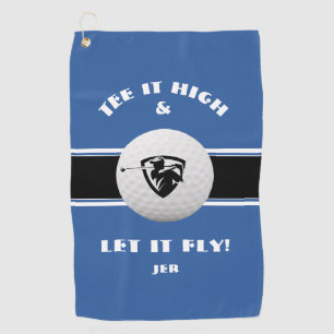 Serviette De Golf Golfer Modern Pro Monogrammed Sports Humour Bleu