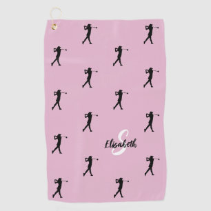 Serviette De Golf Golfer Monogramme Pro Équipement sportif rose Noir
