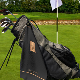 Serviette De Golf Golfer monogrammed noir moderne élégant or