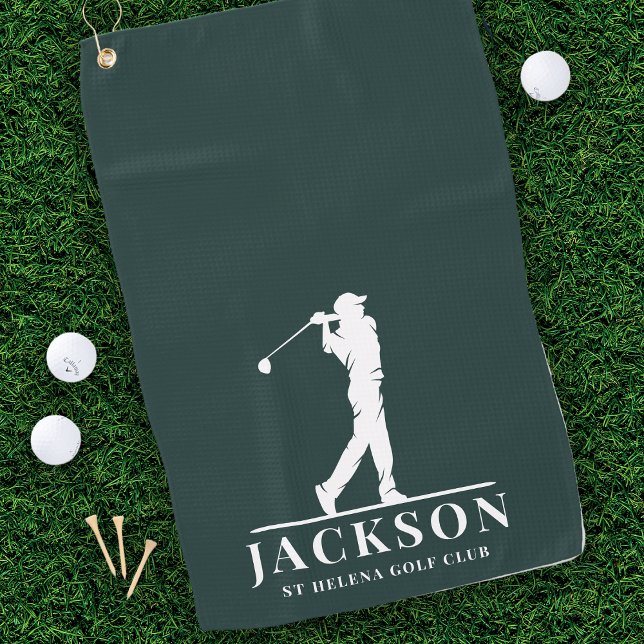 Serviette De Golf Golfeur Monogramme Personnalisé Vert (Créateur téléchargé)