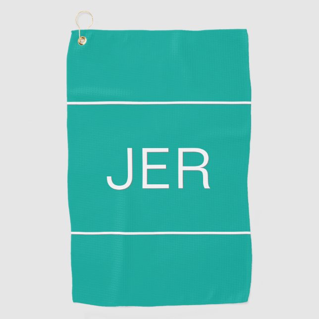 Serviette De Golf Golfeur monogramme personnalisé Vert Turquoise (Devant)