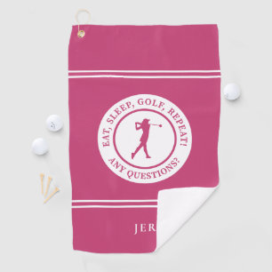 Serviette De Golf Golfeuse Drôle Moderne Monogramme Pour Elle Rose F