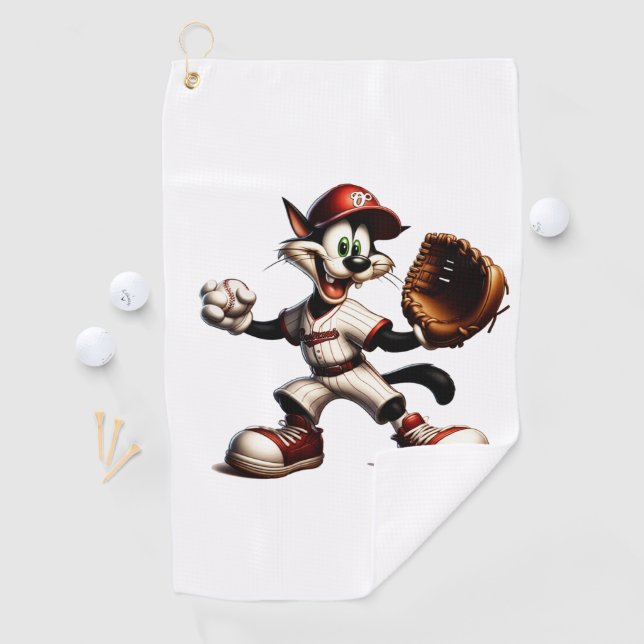 Serviette De Golf Goofy Cat Baseball Pitcher Monte (En situation)