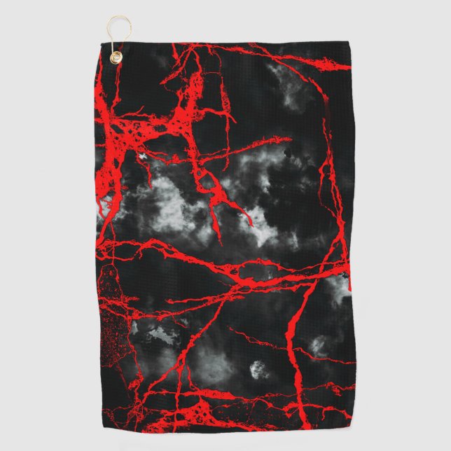 Serviette De Golf Goth nocturne d'horreur - Noir et Blanc, Rouge (Devant)