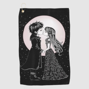 Serviette De Golf Gothique Emo Enfants Kiss Valentine's Day