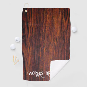 Serviette De Golf Graine de bois foncé en acajou   Worlds best papa